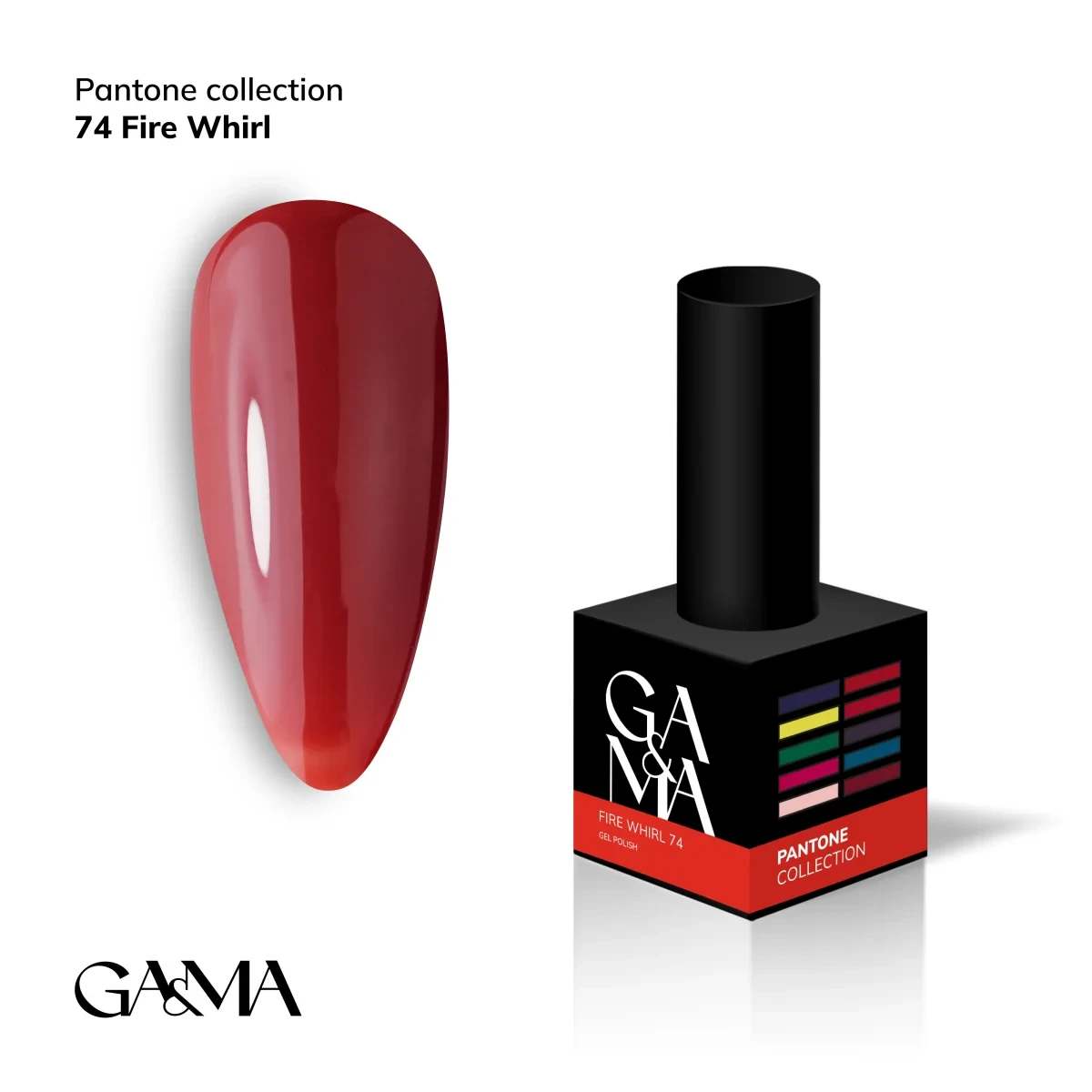 Гель-лак для нігтів Ga&Ma Pantone collection 074 Fire Whirl, 10 мл