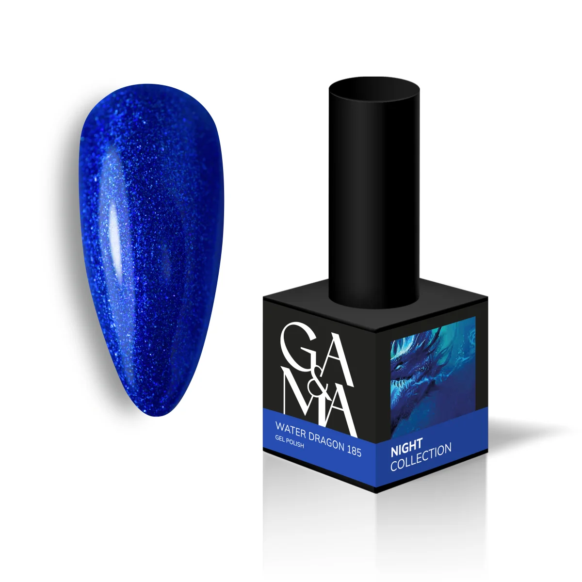 Гель-лак для нігтів воте дрегон Ga&Ma Night collection 185 Water dragon, 10 мл