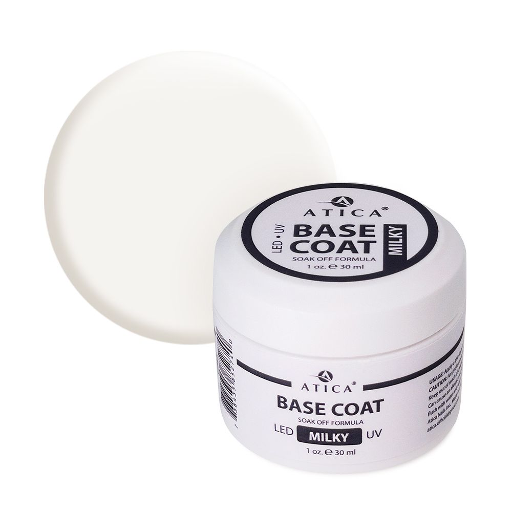 Камуфлююча база для нігтів база Atica Base Gel Milky, 30 мл