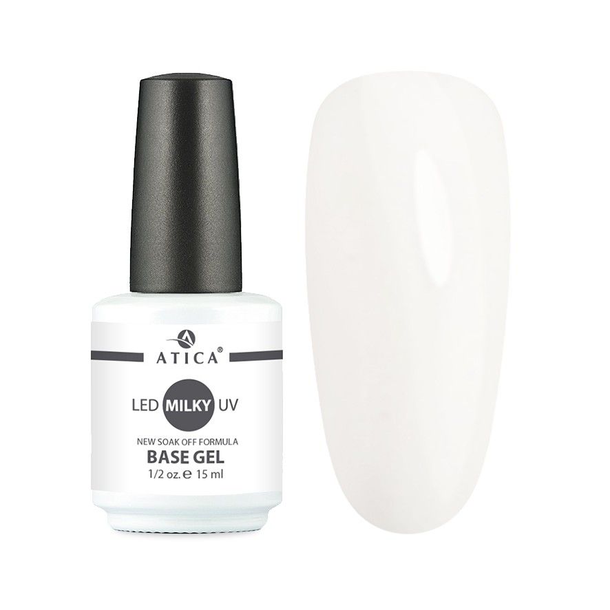 Камуфлююча база для нігтів Atica Base Gel Milky, 15 мл