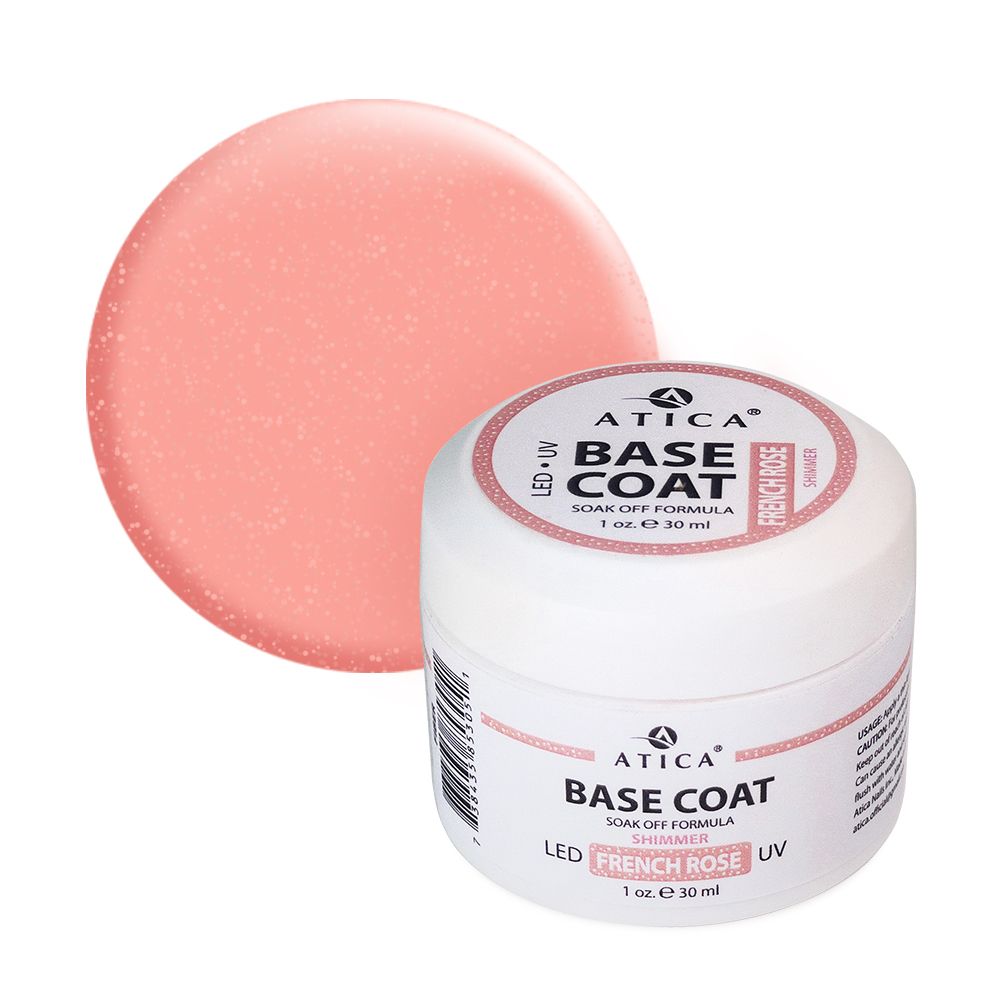 Камуфлююча база для нігтів з волокнами Atica Base Gel French Rose with fiber, 30 мл