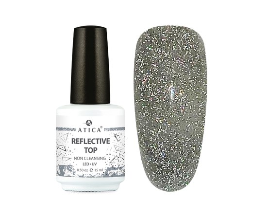 Топ для нігтів світловідбиваючий Atica Reflective Top срібний, 15 мл