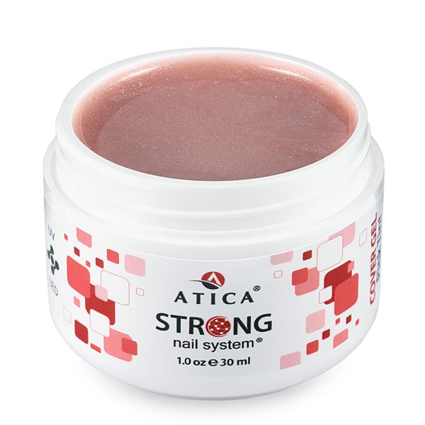 Гель для нарощення Atica Strong cover gel Pink Tint з шимером, 30 мл