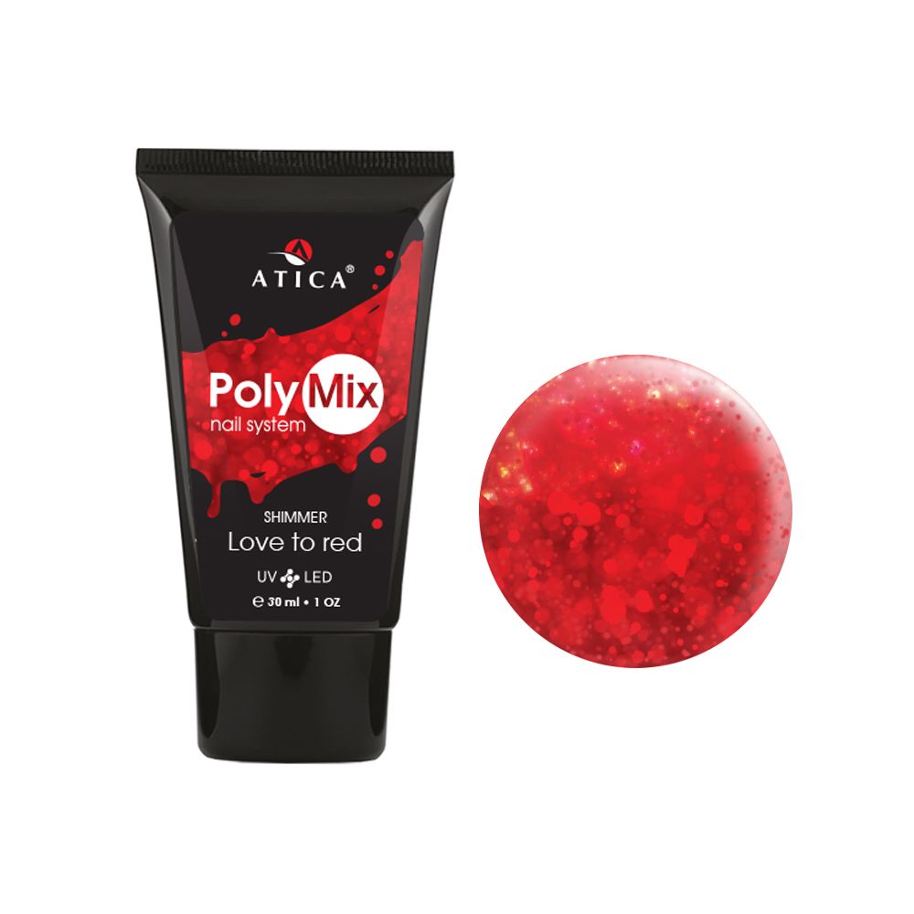 Полігель Atica Polymix Love to Red shimmer, 30 грам