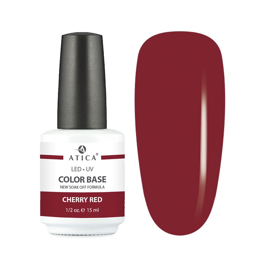 Камуфлююча база для нігтів Atica Color Base Cherry Red, 15 мл