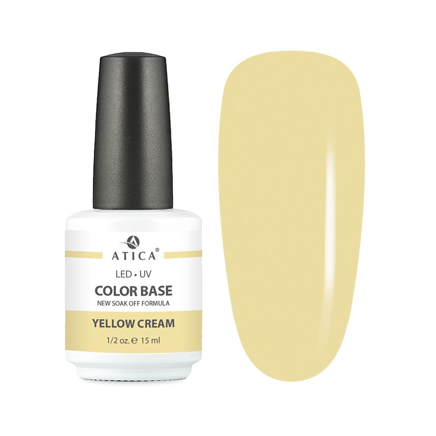 Камуфлююча база для нігтів Atica Color Base Yellow Cream, 15 мл
