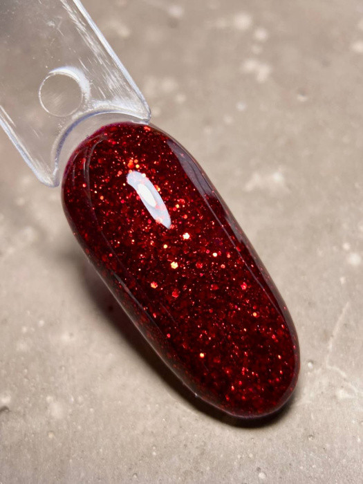 Гель-лак для нігтів Dark gel polish new collection 111 Червоний з блискітками Без TРO, 10 мл