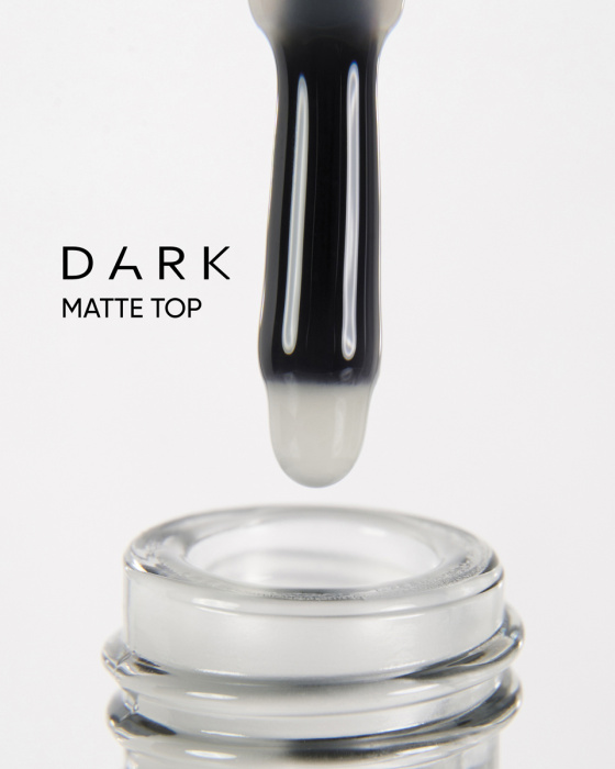 Матовий топ для нігтів з липким шаром Dark Matte Top з ефектом велюру, 15 мл
