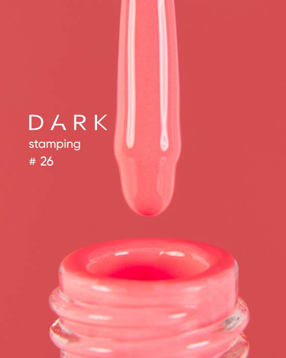 Лак для стемпінгу Dark Stamping polish №26 неоновий кораловий, 10 мл
