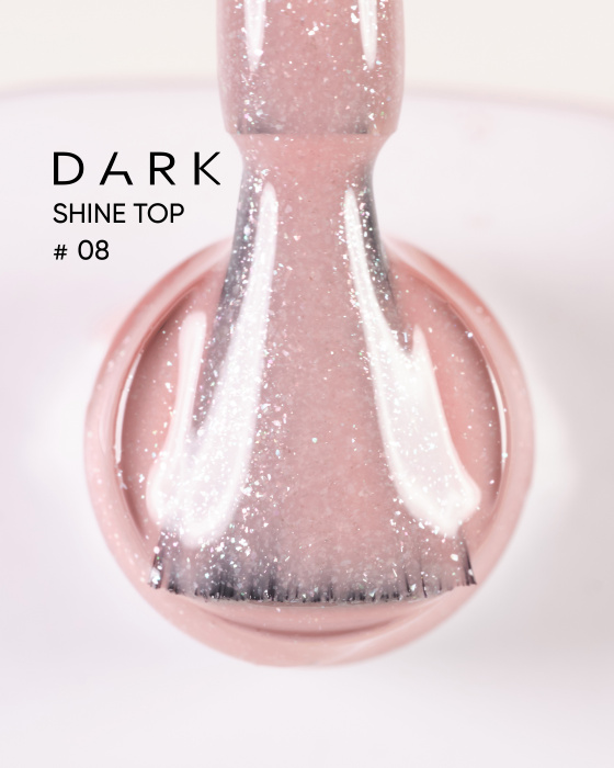 Топ для нігтів без липкого шару Dark Shine Top 8 прозорий з блискітками, 10 мл