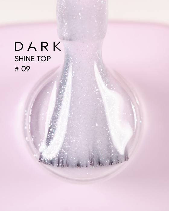 Топ для нігтів без липкого шару Dark Shine Top 9 прозорий з блискітками, 10 мл