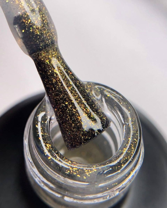 Топ для нігтів без липкого шару Dark Gold Top золоті блискітки, 10 мл