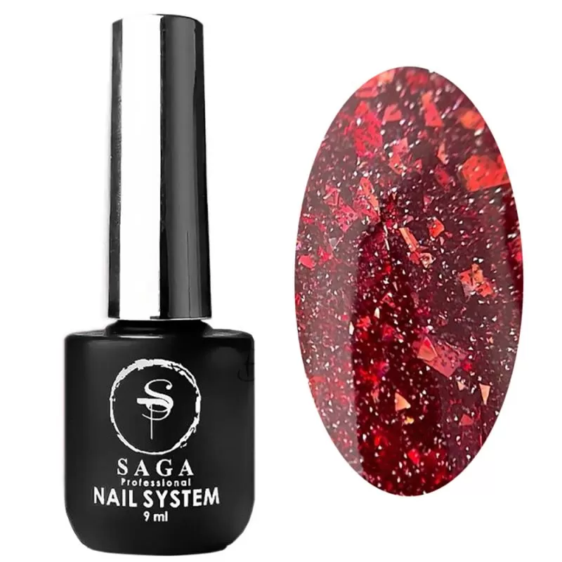 Гель-лак для нігтів світловідбиваючий Saga Professional Fiery gel 31 насичено червоний, 9 мл