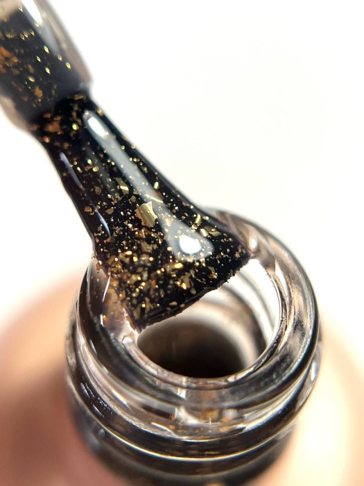 Глянцевий топ Dark Gold Flake Top золотисті блискітки без липкого шару, 8 мл