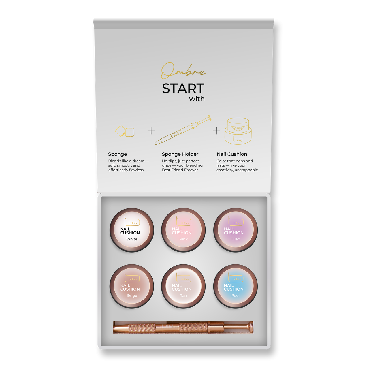 Набір гелевих фарб для омбре та малювання Heylove Nail Cushion set White, 6 шт