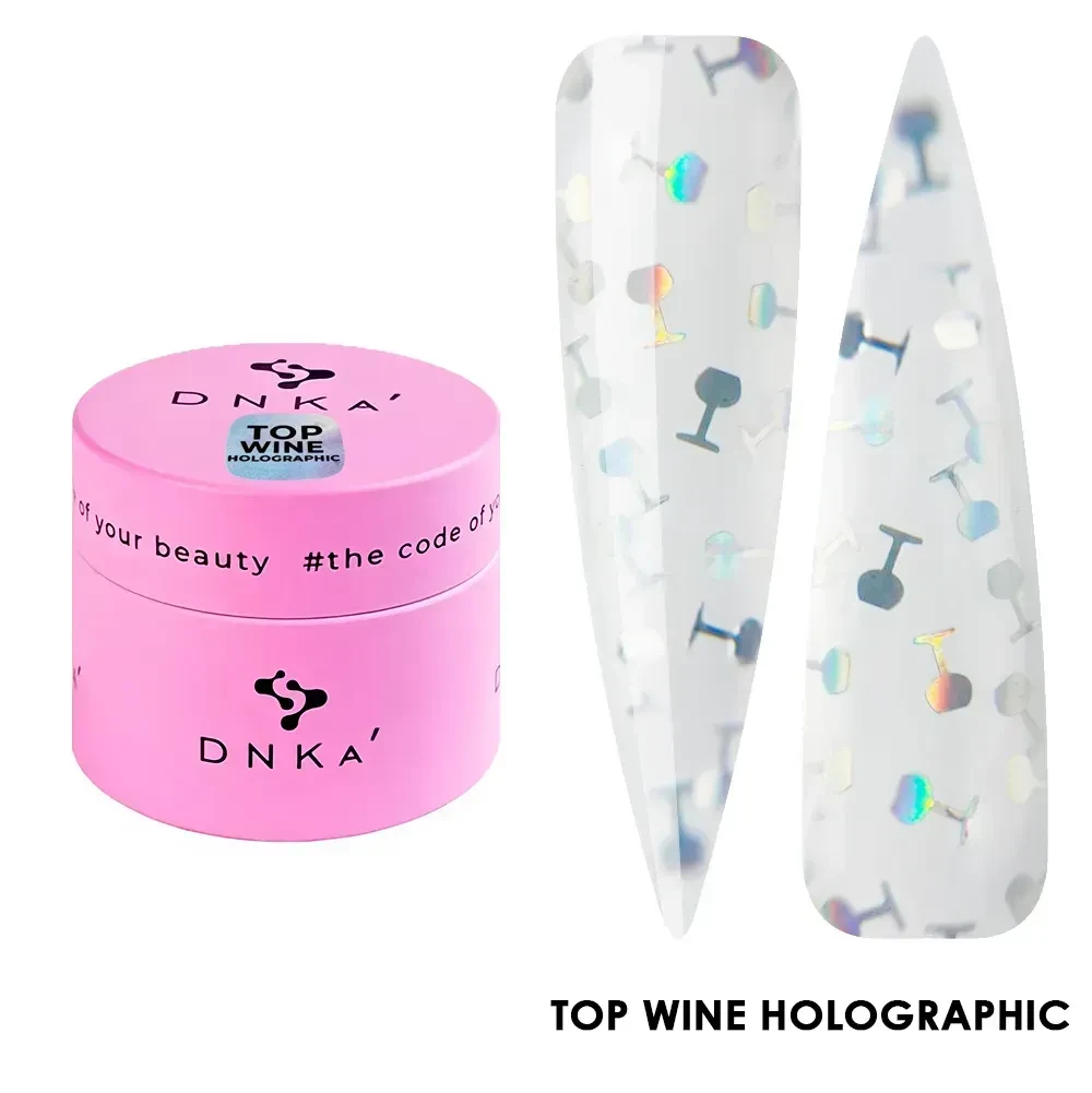 Топ для для нігтів DNKa Top Wine Holographic в банці, 15 мл