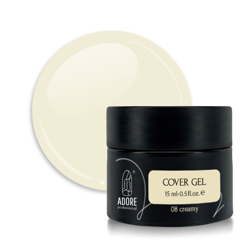 Камуфлюючий гель для нарощення нігтів Adore Cover builder gel №08 - creamy, вершковий, 15 мл