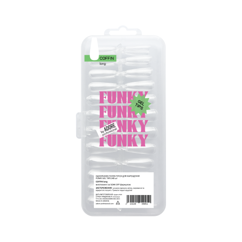 Гелеві тіпси для нарощення Adore Funky gel tips Coffin long, 240 шт