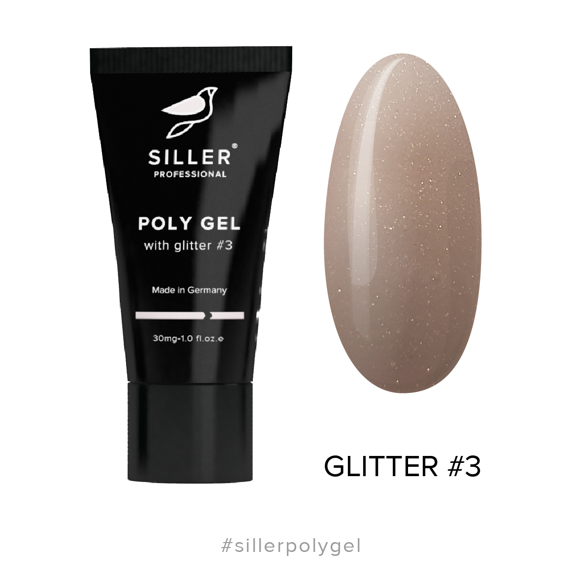 Полігель Siller Poly Gel with glitter №3 – золотий пісок з глітером, 30 мл